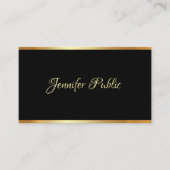 ブラック金ゴールドテンプレートプロフェッショナルタイポグラフィスクリプト 名刺 (正面)