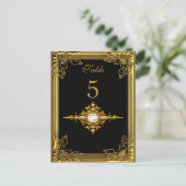 ブラック金ゴールドテーブル番号座席座席表 ポストカード (スタンド正面)