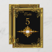 ブラック金ゴールドテーブル番号座席座席表 ポストカード (正面/裏面)