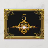 ブラック金ゴールドテーブル番号座席座席表 ポストカード (裏面)