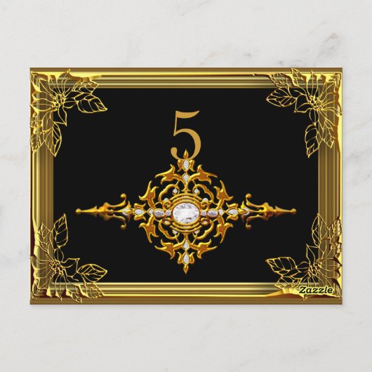 ブラック金ゴールドテーブル番号座席座席表 ポストカード (裏面)