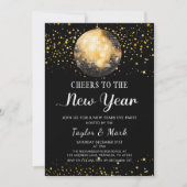 ブラック金ゴールドディスコボール応援新年イブパーティー 招待状 (正面)