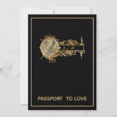 ブラック金ゴールドトラベル結婚のリハーサルディナー 招待状 (裏面)