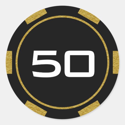 ブラック金ゴールドトランプのポーカーチップカジノ誕生日番号 ラウンドシール (正面)