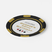 ブラック金ゴールドトランプのポーカーチップラスベガスカジノ誕生日 ペーパープレート (アングル)