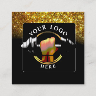 ブラック金ゴールドトレーナーソーシャルメディアの名刺 スクエア名刺