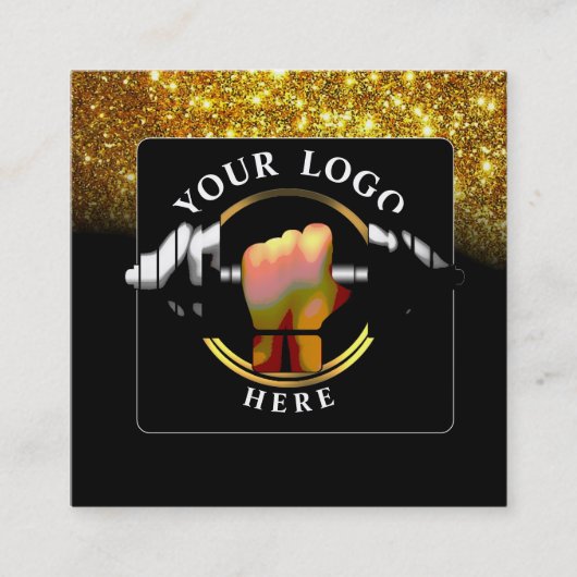 ブラック金ゴールドトレーナーソーシャルメディアの名刺 スクエア名刺 (正面)