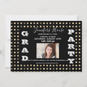 ブラック金ゴールドドットシニアフォトハイスクール卒業 招待状 (裏面)