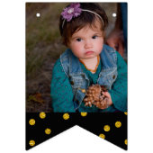 ブラック金ゴールドドットフォト卒業記念パーティー バンティングフラッグ (第1の旗)