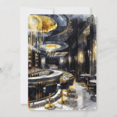 ブラック金ゴールドナイトクラブパーティーガールズディスコ誕生日 招待状 (裏面)