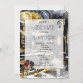 ブラック金ゴールドナイトクラブフローラブライダルシャワー 招待状 (正面)