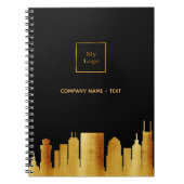 ブラック金ゴールドナッシュビルのスカイラインビジネスロゴ ノートブック (正面)