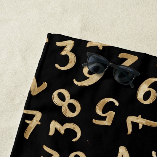ブラック金ゴールドナンバーズラグジュアリーパターンシック会計士 ビーチタオル (インサイチュ)