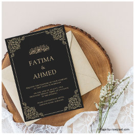 ブラック金ゴールドニカ結婚イスラム教徒 招待状