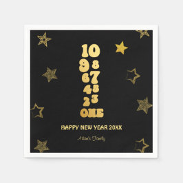 ブラック金ゴールドニューイヤーイブパーティー スタンダードカクテルナプキン