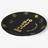 ブラック金ゴールドニューイヤーイブパーティー ペーパープレート (アングル)