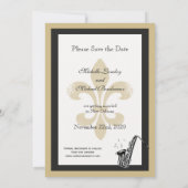 ブラック金ゴールドニューオーリンズ・ジャズの保存日 セーブザデート (裏面)