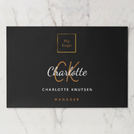 ブラック金ゴールドネームのビジネスロゴデスク ペーパーパッド