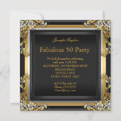 ブラック金ゴールドハイヒールウーマンバースデーパーティー 招待状 (裏面)