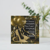 ブラック金ゴールドハイヒールウーマンバースデーパーティー 招待状 (スタンド正面)