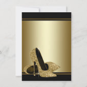 ブラック金ゴールドハイヒールウーマンバースデーパーティー 招待状 (裏面)