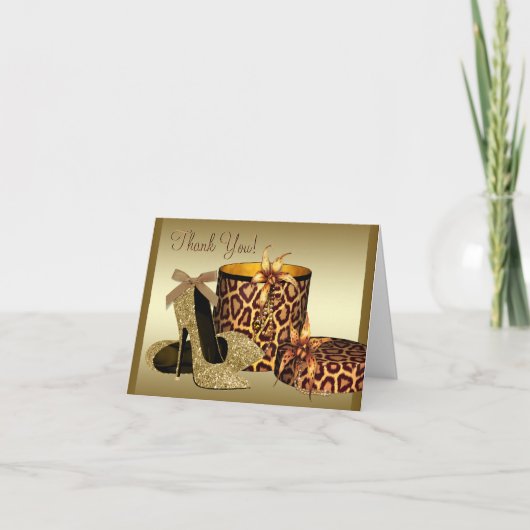 ブラック金ゴールドハイヒールシューズサンキューカード サンキューカード (正面)