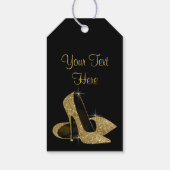 ブラック金ゴールドハイヒールシューズ女性誕生日 ギフトタグ (裏面)