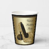 ブラック金ゴールドハイヒールシューズ誕生日紙カップ 紙コップ (裏面)
