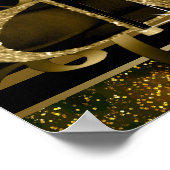 ブラック金ゴールドハイヒールシューバースデーパーティーのサイン ポスター (角)