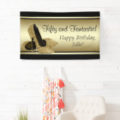 ブラック金ゴールドハイヒールシューバースデーパーティー 横断幕 (インサイチュ)