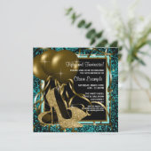 ブラック金ゴールドハイヒールバースデーパーティー 招待状 (スタンド正面)