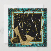 ブラック金ゴールドハイヒールバースデーパーティー 招待状 (裏面)