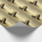 ブラック金ゴールドハイヒール女性50th誕生日パーティー ラッピングペーパー (角)