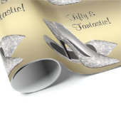 ブラック金ゴールドハイヒール女性50th誕生日パーティー ラッピングペーパー (ロールコーナー)