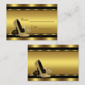ブラック金ゴールドハイヒール靴テーブルのシーティングカード プレイスカード (正面/裏面)