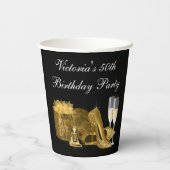 ブラック金ゴールドハイヒール靴バースデーパーティー紙カップ 紙コップ (裏面)