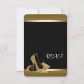 ブラック金ゴールドハイヒールRSVP 出欠カード (裏面)