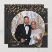 ブラック金ゴールドハッピーニューイヤー2021自分の写真を追加 シーズンカード (正面/裏面)
