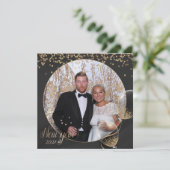 ブラック金ゴールドハッピーニューイヤー2021自分の写真を追加 シーズンカード (スタンド正面)