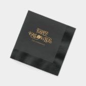 ブラック金ゴールドハッピーハローウィンパーティー 箔ナプキン (左)