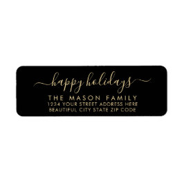 ブラック金ゴールドハッピーホリデーズスクリプト差出人住所 ラベル