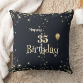 ブラック金ゴールドハッピー35歳の装飾用クッション クッション (ブランケット)