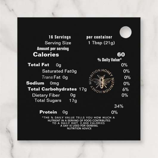 ブラック金ゴールドハニー栄養ファクトラベルクイーンビー フェイバータグ (裏面)