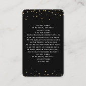 ブラック金ゴールドハート写真葬式祈りの言葉カード 名刺 (裏面)