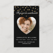 ブラック金ゴールドハート写真葬式祈りの言葉カード 名刺 (正面)