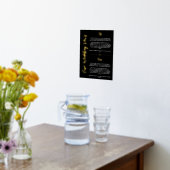 ブラック金ゴールドハート結婚&スクリプトのVowsキープサケ 箔ポスター (レイダウン (キッチン))