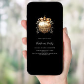 ブラック金ゴールドバウブルヴィンテージクリスマスパーティー 招待状