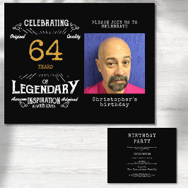 ブラック金ゴールドバジェットエイジ誕生日招待状 チラシ