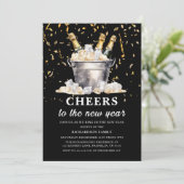 ブラック金ゴールドバジェットシャンパン応援新年パーティー 招待状 (スタンド正面)