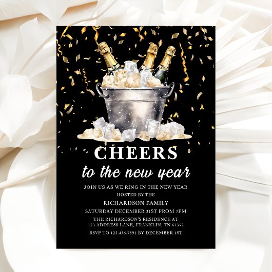 ブラック金ゴールドバジェットシャンパン応援新年パーティー 招待状